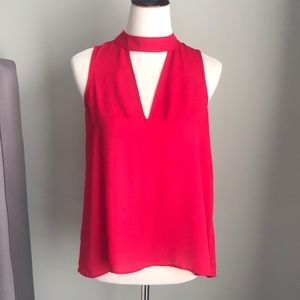 Three Eighty Two Pink Keyhole Tank Top Size S